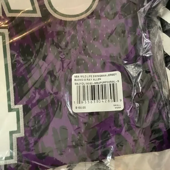 Men's Mitchell & Ness Ray Allen Purple Milwaukee Bucks Hardwood Classics Wildlif